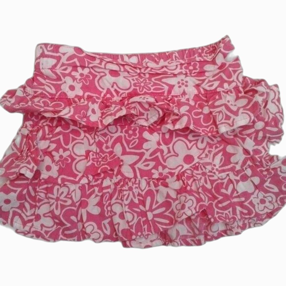 Rugged Bear Toddler Mini Skirt Ruffles Pink White Floral Cotton Size 24 Months